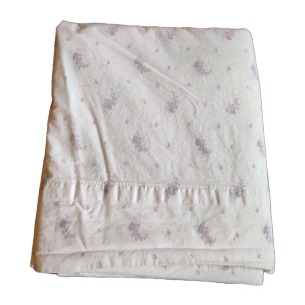 Simply Shabby Chic QUEEN Flat Sheet Lavender Floral Cottage Core 100% Cotton